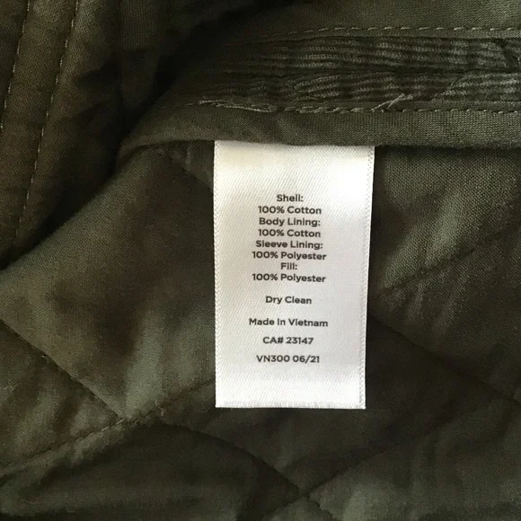 Talbots XL Women’s Quilted Jacket Corduroy Hunter Green Barn/Fisherman Core - Picture 12 of 16